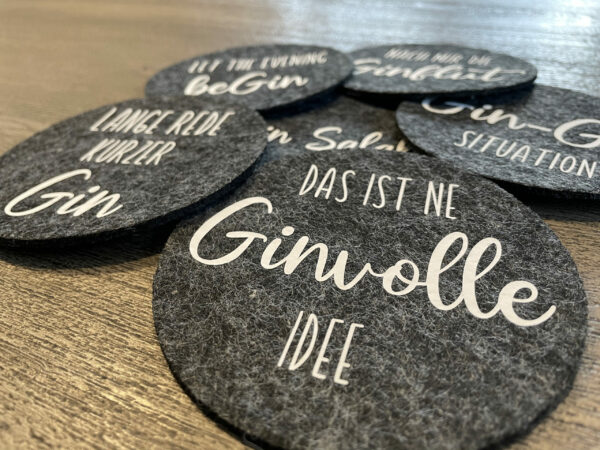 Filzuntersetzer mit Gin Sprüchen