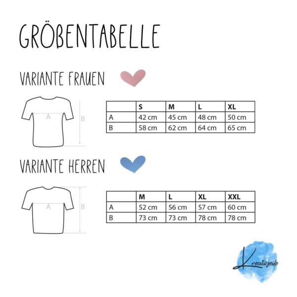 Größentabelle T-Shirts für Herren und Damen Größentabelle T-Shirts für Herren und Damen
